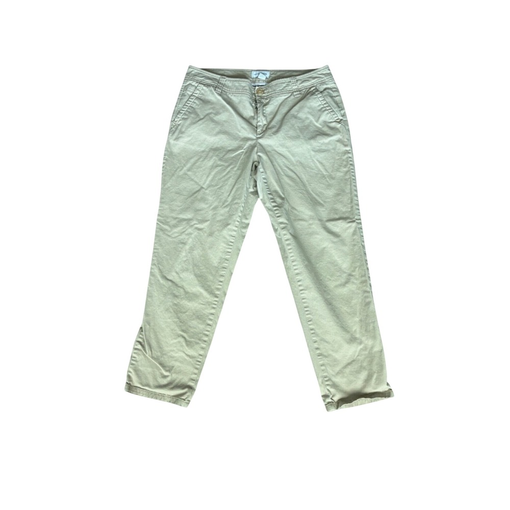 Liz Claiborne Classic Khaki Chino Pants Womens 12 Straight Leg Stretch Tan